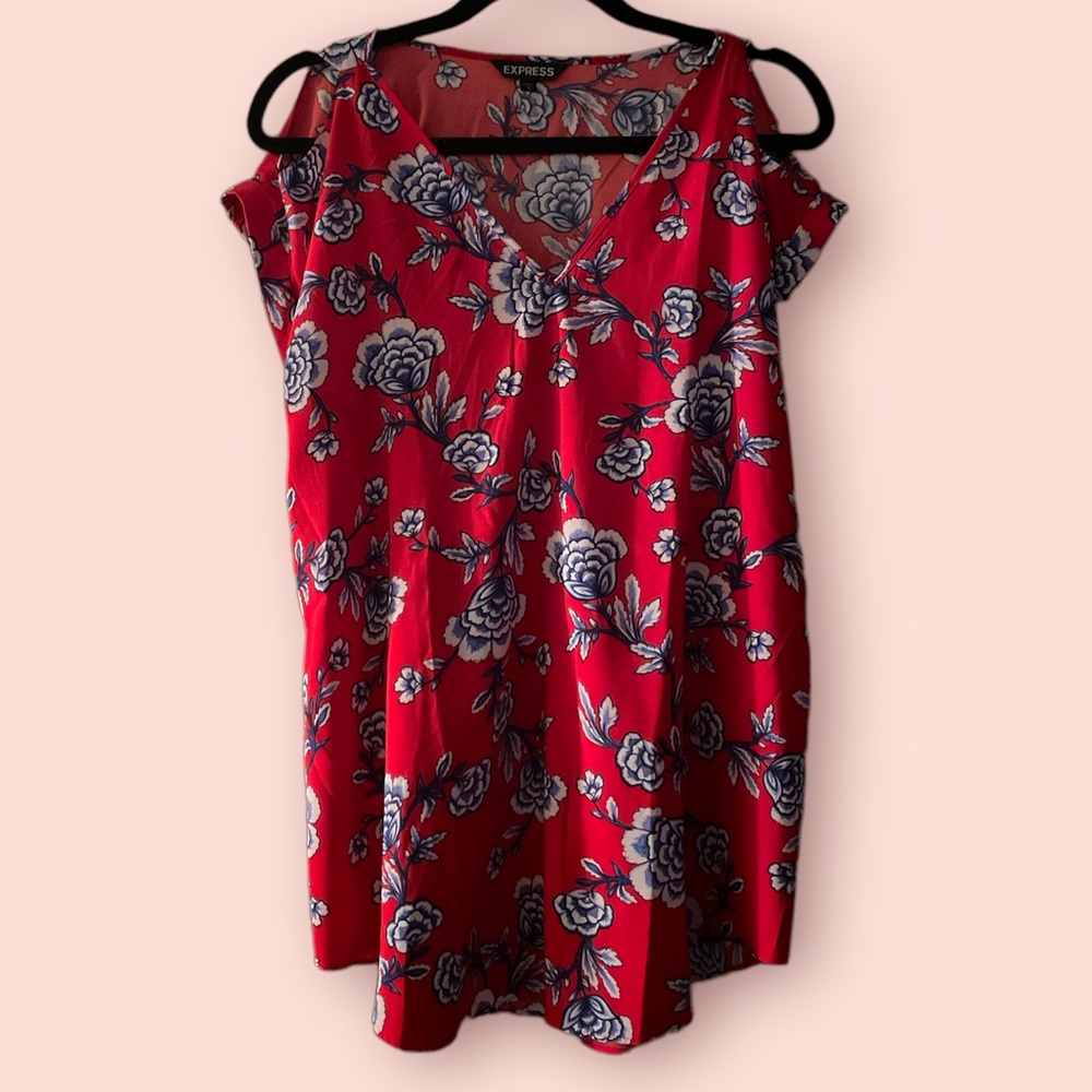 Express Cold Shoulder Satin V-Neck
